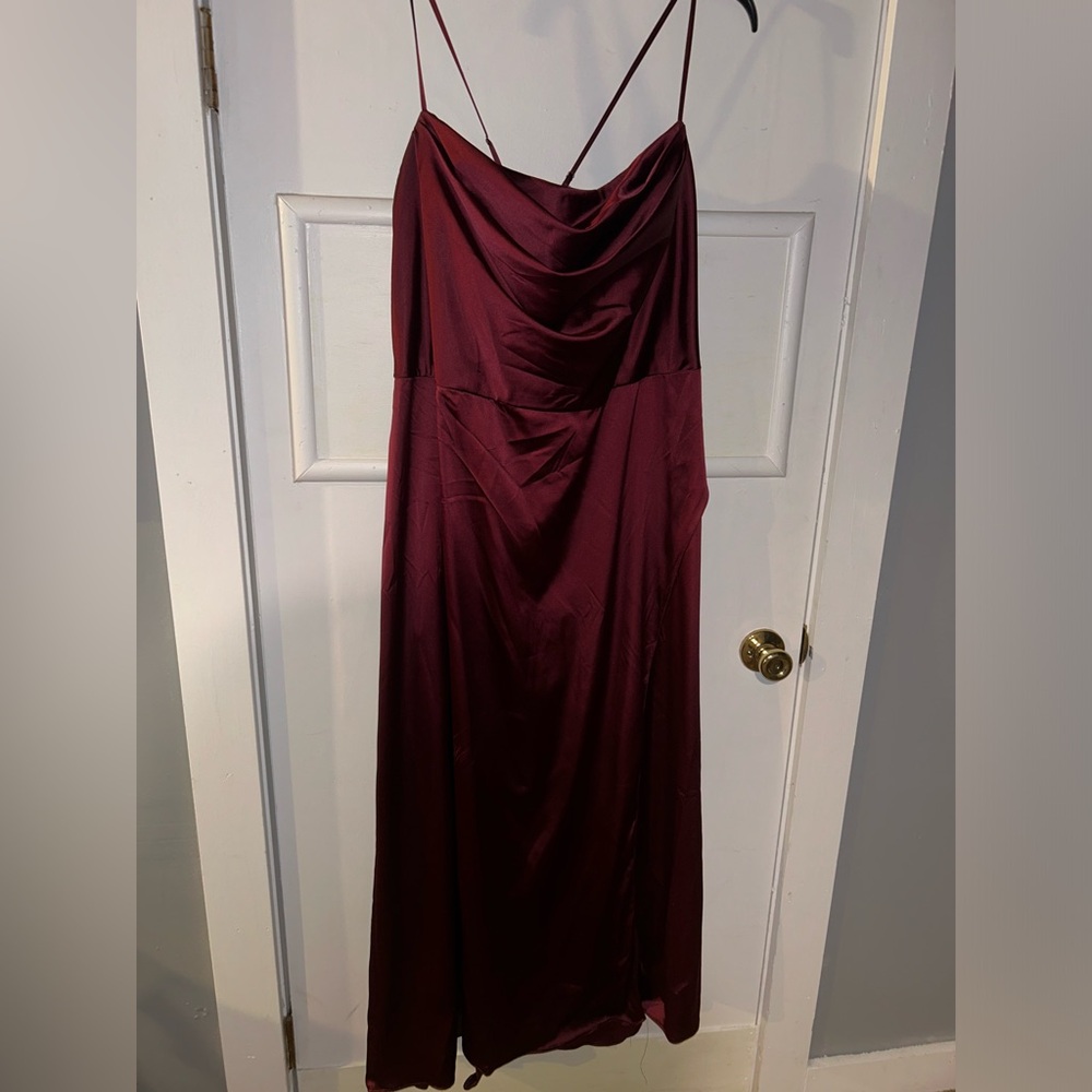David’s Bridal Floor Length Bridesmaid Dress w Cowl Neckline